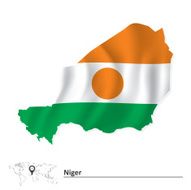 Map of Niger with flag