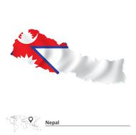 Map of Nepal with flag