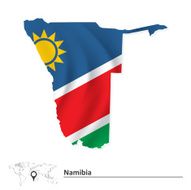 Map of Namibia with flag