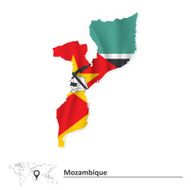 Map of Mozambique with flag