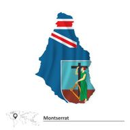 Map of Montserrat with flag