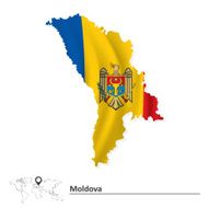 Map of Moldova with flag