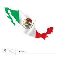 Map of Mexico with flag