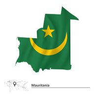 Map of Mauritania with flag