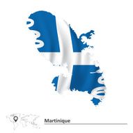 Map of Martinique with flag