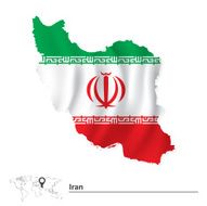 Map of Iran with flag