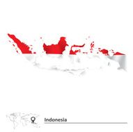 Map of Indonesia with flag