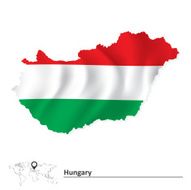 Map of Hungary with flag