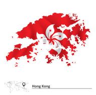 Map of Hong Kong with flag