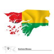 Map of Guinea-Bissau with flag