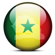 Map on flag button of Republic Senegal