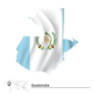 Map of Guatemala with flag