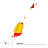 Map of Grenada with flag