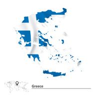 Map of Greece with flag