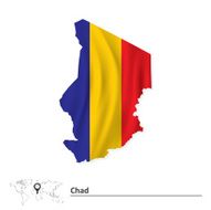 Map of Chad with flag