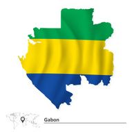 Map of Gabon with flag