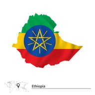 Map of Ethiopia with flag