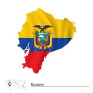Map of Ecuador with flag
