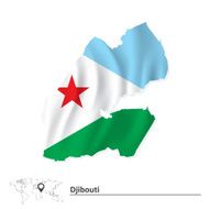 Map of Djibouti with flag