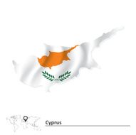 Map of Cyprus with flag