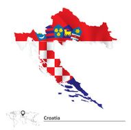 Map of Croatia with flag