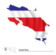 Map of Costa Rica with flag