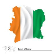 Map of Coast Ivory with flag