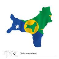 Map of Christmas Island with flag