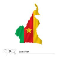 Map of Cameroon with flag