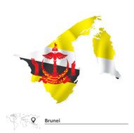Map of Brunei with flag
