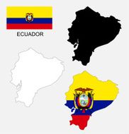 Ecuador map and flag vector map