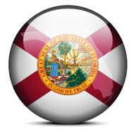 Map on flag button of USA Florida State