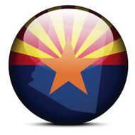 Map on flag button of USA Arizona State
