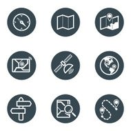 Cartography and topography icon set Maps location navigation icons