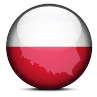 Map on flag button of Republic Poland