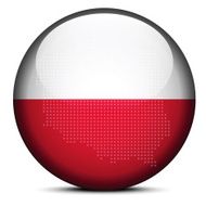 Map with Dot Pattern on flag button of Republic Poland