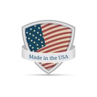 Made in the USA America flag label on shield