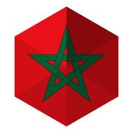 Morocco Flag Hexagon Flat Icon Button