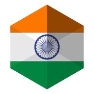 India Flag Hexagon Flat Icon Button