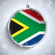 Merry Christmas Silver Ball with Flag South Africa N2