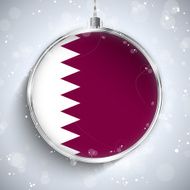 Merry Christmas Silver Ball with Flag Qatar