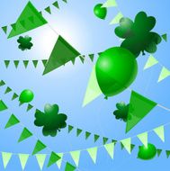 Green pennants and balloons