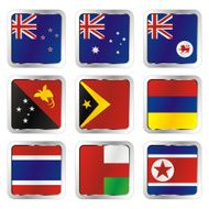 isolated asian and oceanian flags