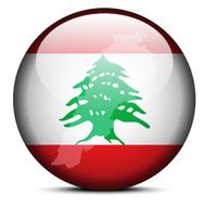 Map on flag button of Lebanese Republic