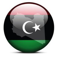 Map on flag button of Libya (Libian Arab Jamahiriya)