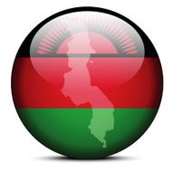 Map on flag button of Malawi