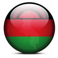 Map with Dot Pattern on flag button of Malawi