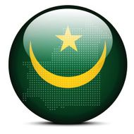Map with Dot Pattern on flag button of Mauritania