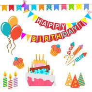 Retro Birthday Celebration Design Elements - for Scrapbook Invitation in