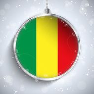 Merry Christmas Silver Ball with Flag Mali N2